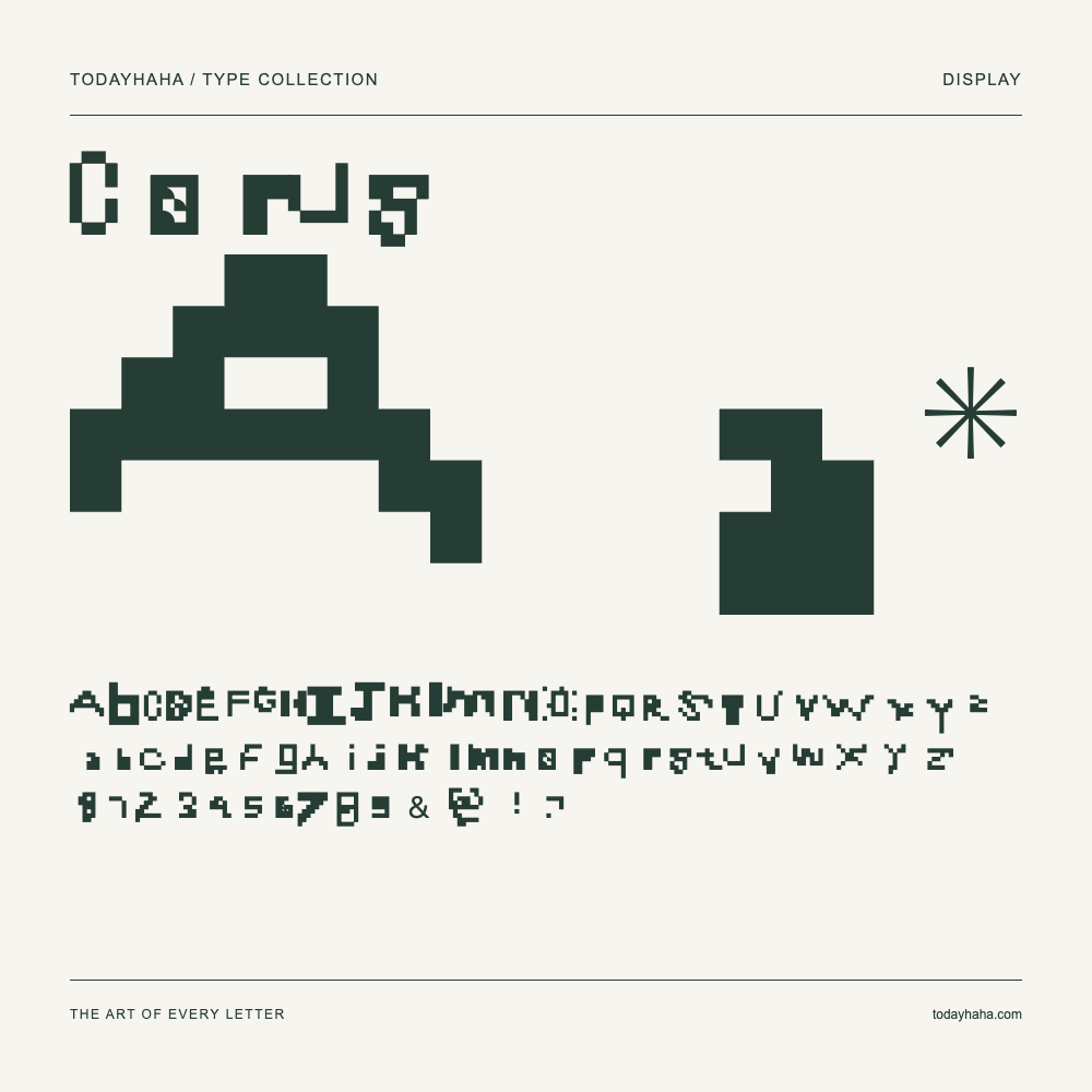 Corus — Schriftmuster mit Großbuchstaben, Kleinbuchstaben und Ziffern