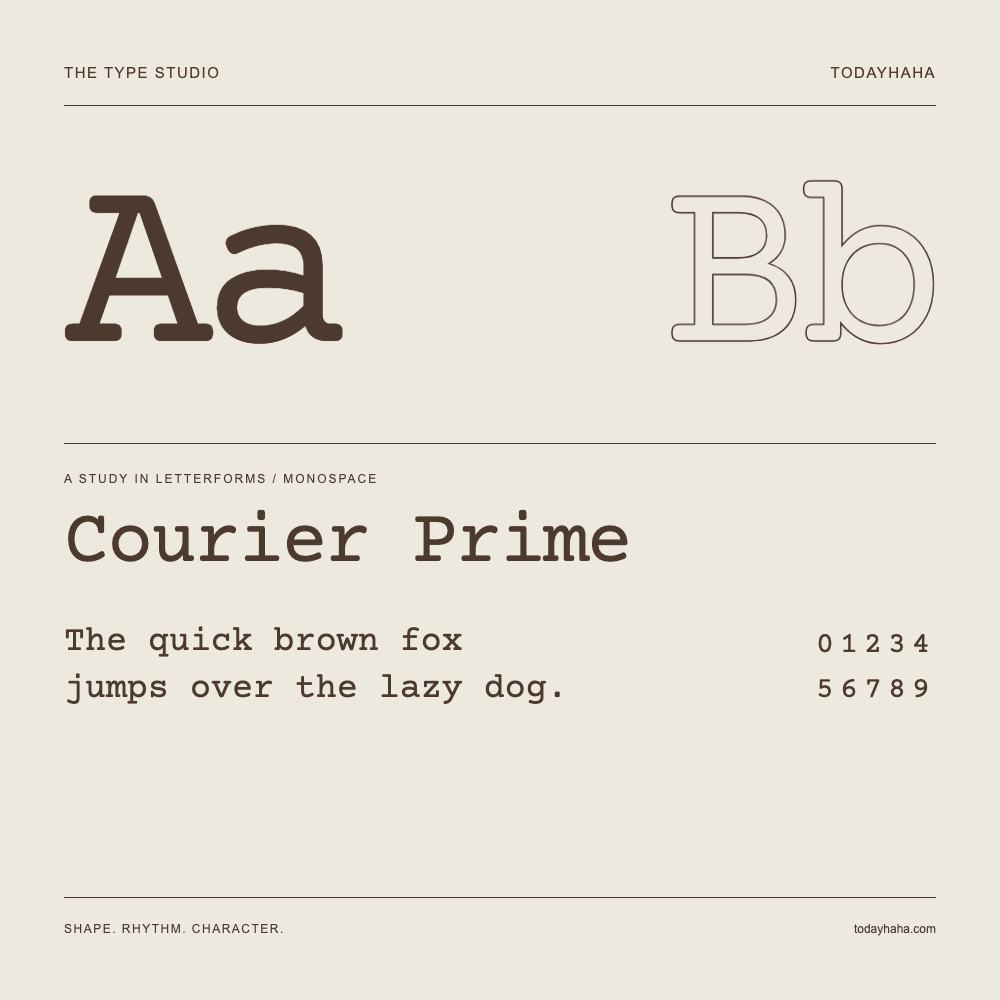 Courier Prime — 字形展示：示例句子与数字