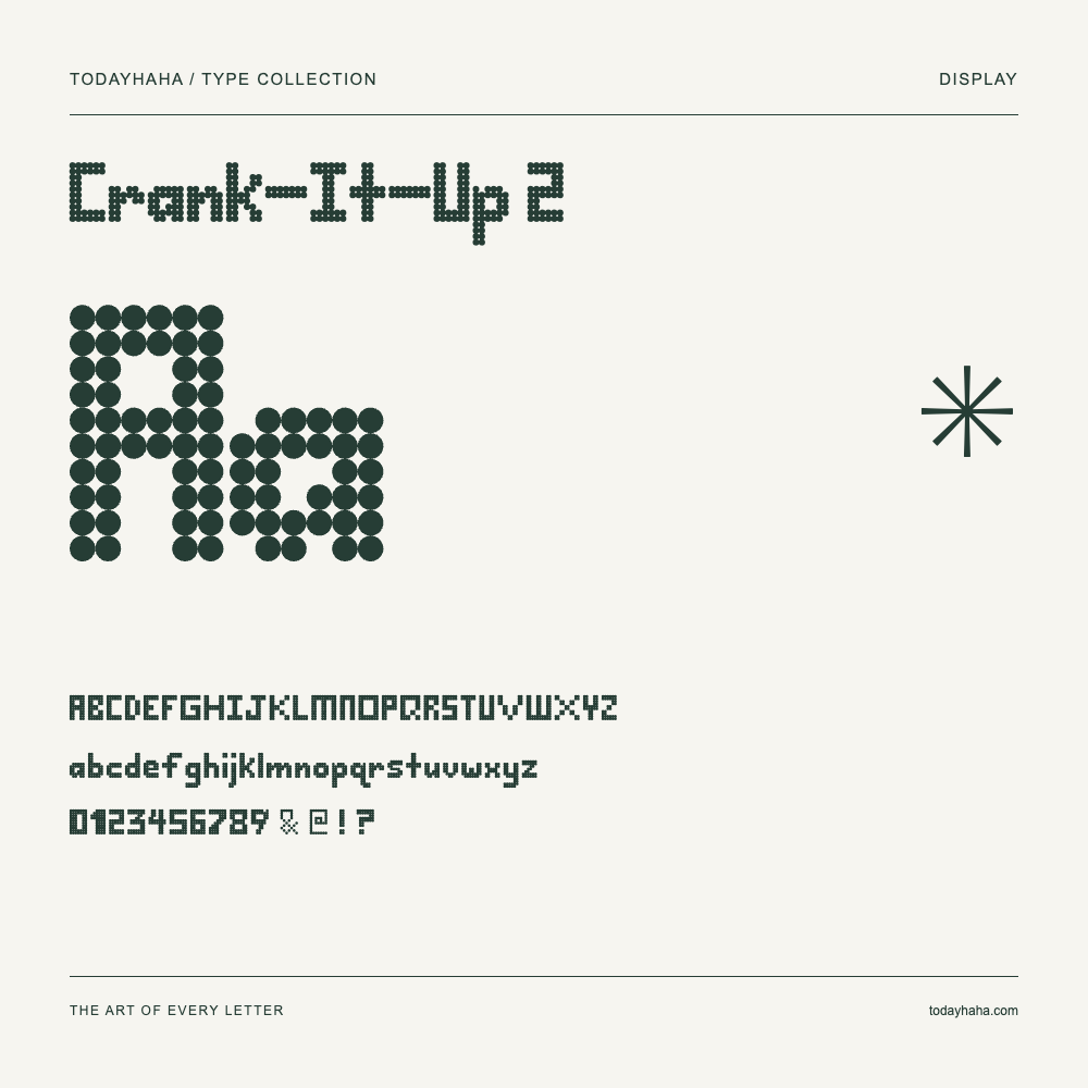 Crank-It-Up 2 — Schriftmuster mit Großbuchstaben, Kleinbuchstaben und Ziffern