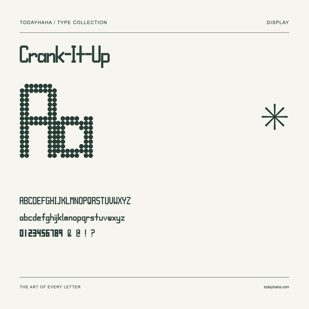 Crank-It-Up — Muestra de mayúsculas, minúsculas y números