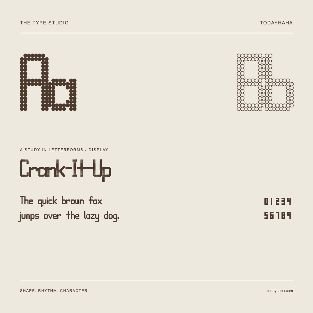 Crank-It-Up — Estudio de letras con una frase y números
