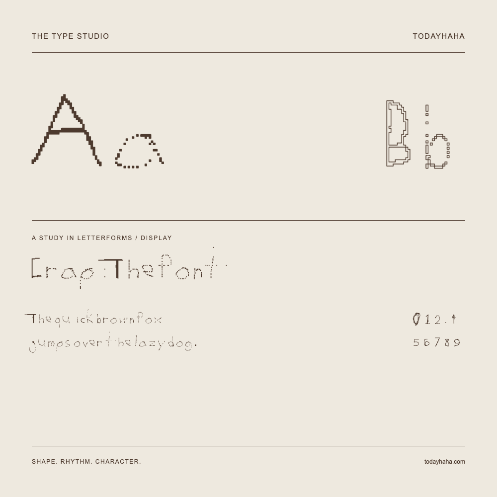 Crap: The font — Buchstabenstudie mit Beispielsatz und Ziffern