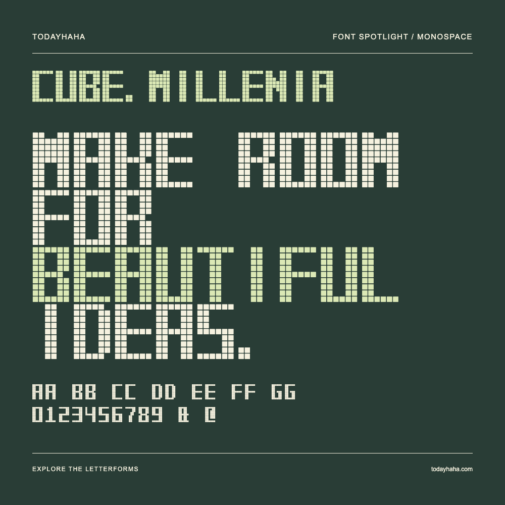 Cube.Millenia — Poster tipografico con testo di esempio