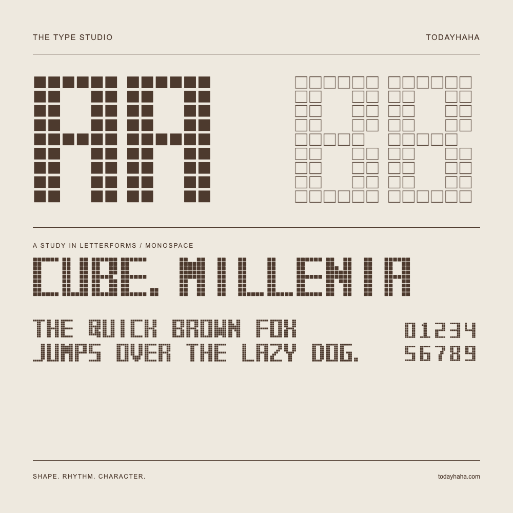 Cube.Millenia — Studio delle lettere con frase e numeri