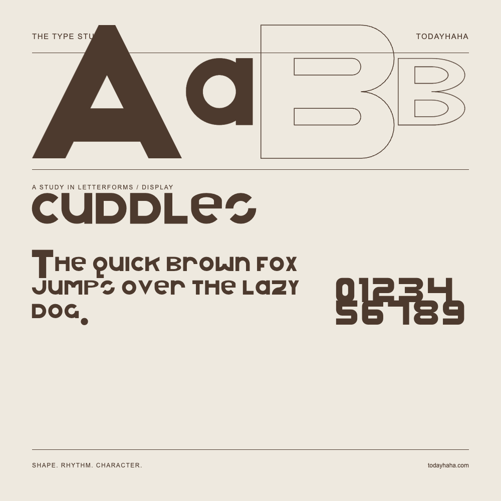 cuddles — Buchstabenstudie mit Beispielsatz und Ziffern