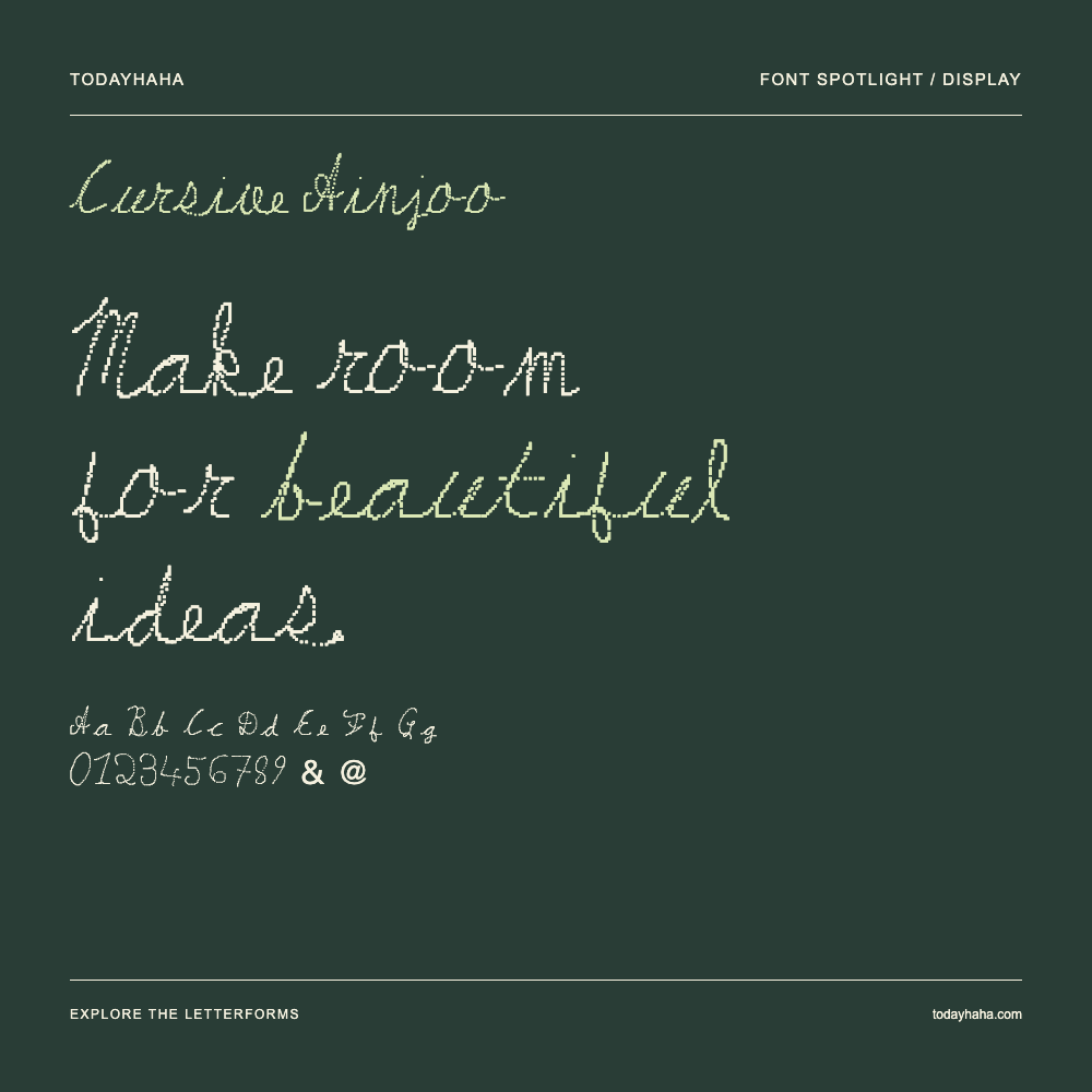 Cursive Ainjoo — Affiche typographique avec exemple de texte