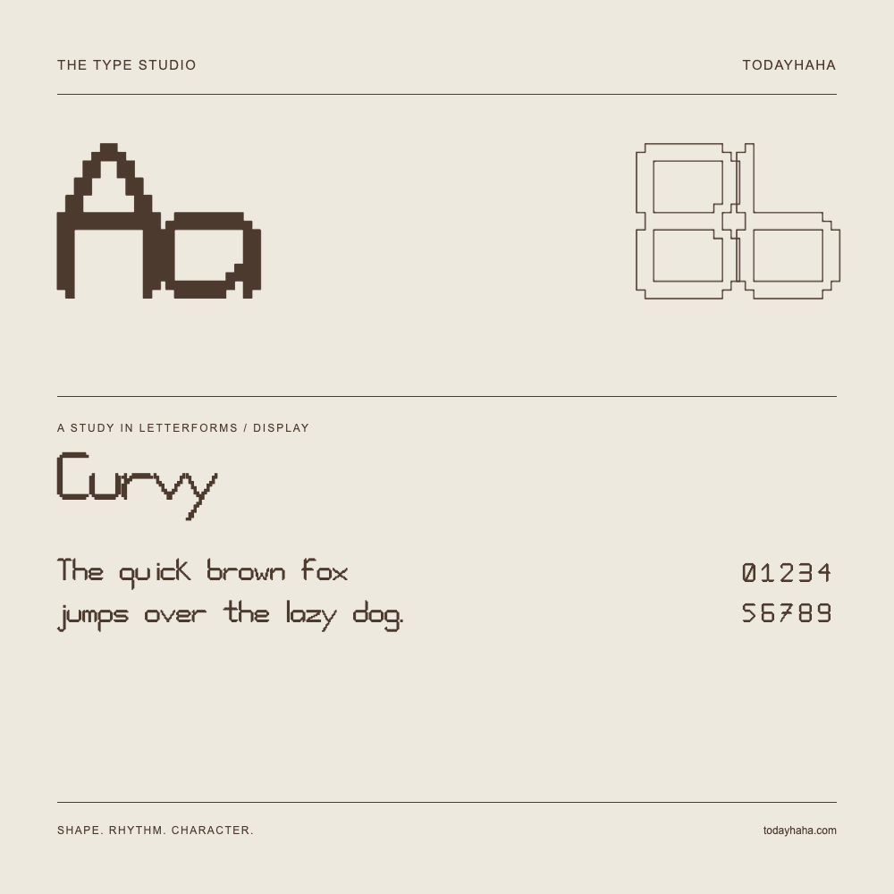 Curvy — Estudio de letras con una frase y números