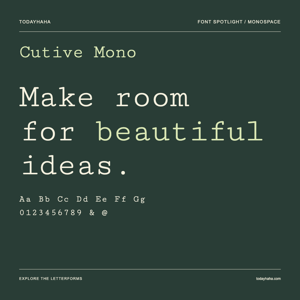 Cutive Mono — 字体排版海报：示例文字