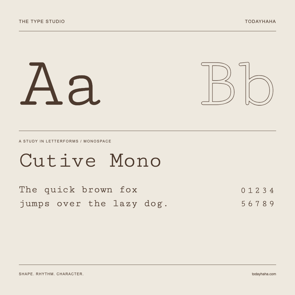 Cutive Mono — 字形展示：示例句子与数字