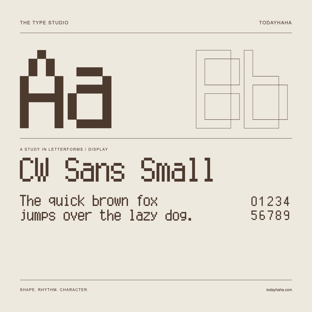 CW Sans Small — Estudio de letras con una frase y números