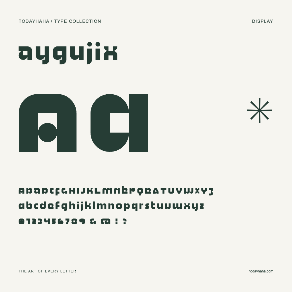 Cygujix — Schriftmuster mit Großbuchstaben, Kleinbuchstaben und Ziffern