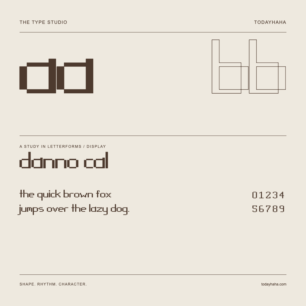 danno cal — 字形展示：示例句子与数字