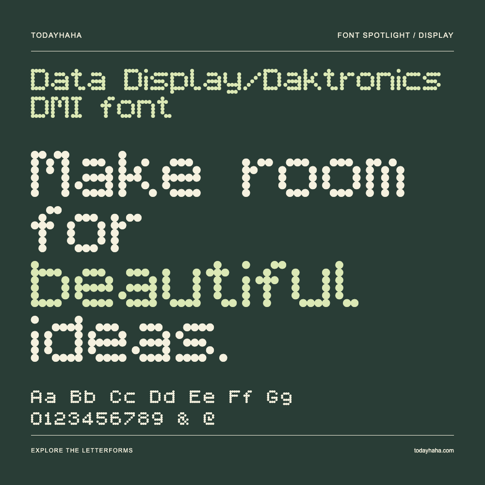 Data Display/Daktronics DMI font — Typografieposter mit Beispieltext