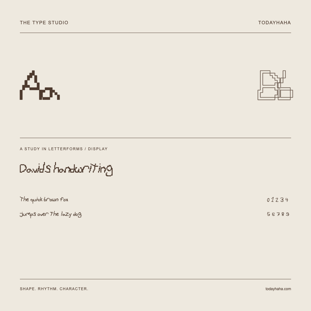 David's handwriting — Estudio de letras con una frase y números
