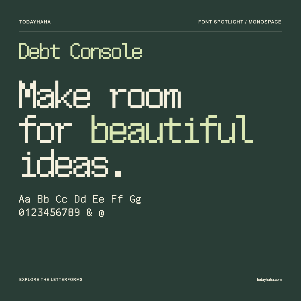 Debt Console — Póster tipográfico con texto de muestra