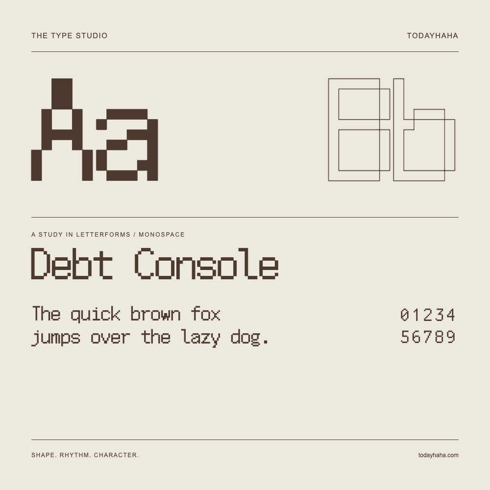 Debt Console — Estudio de letras con una frase y números