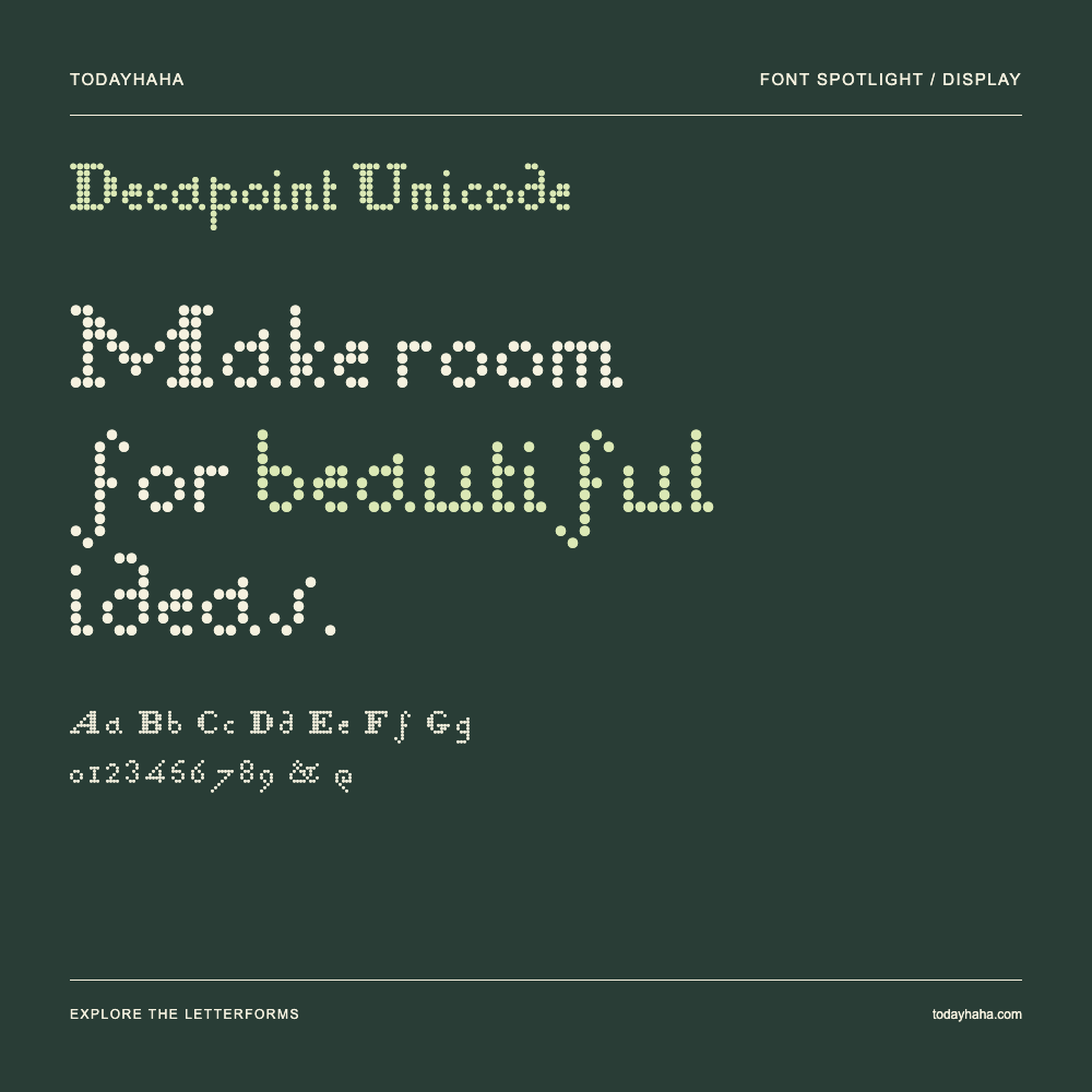Decapoint Unicode — Typografieposter mit Beispieltext