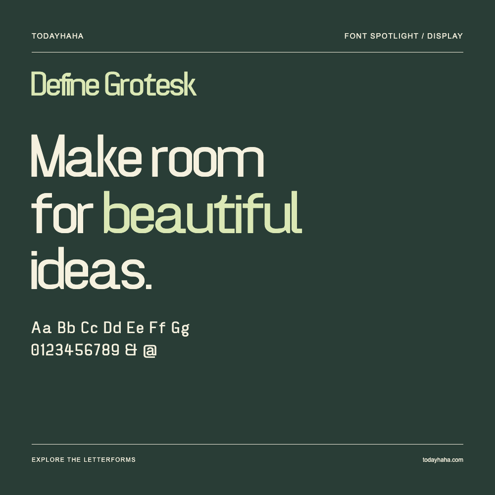 Define Grotesk — Póster tipográfico con texto de muestra