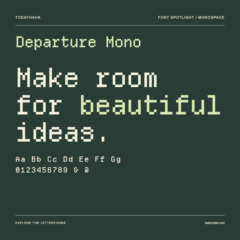 Departure Mono — Póster tipográfico con texto de muestra