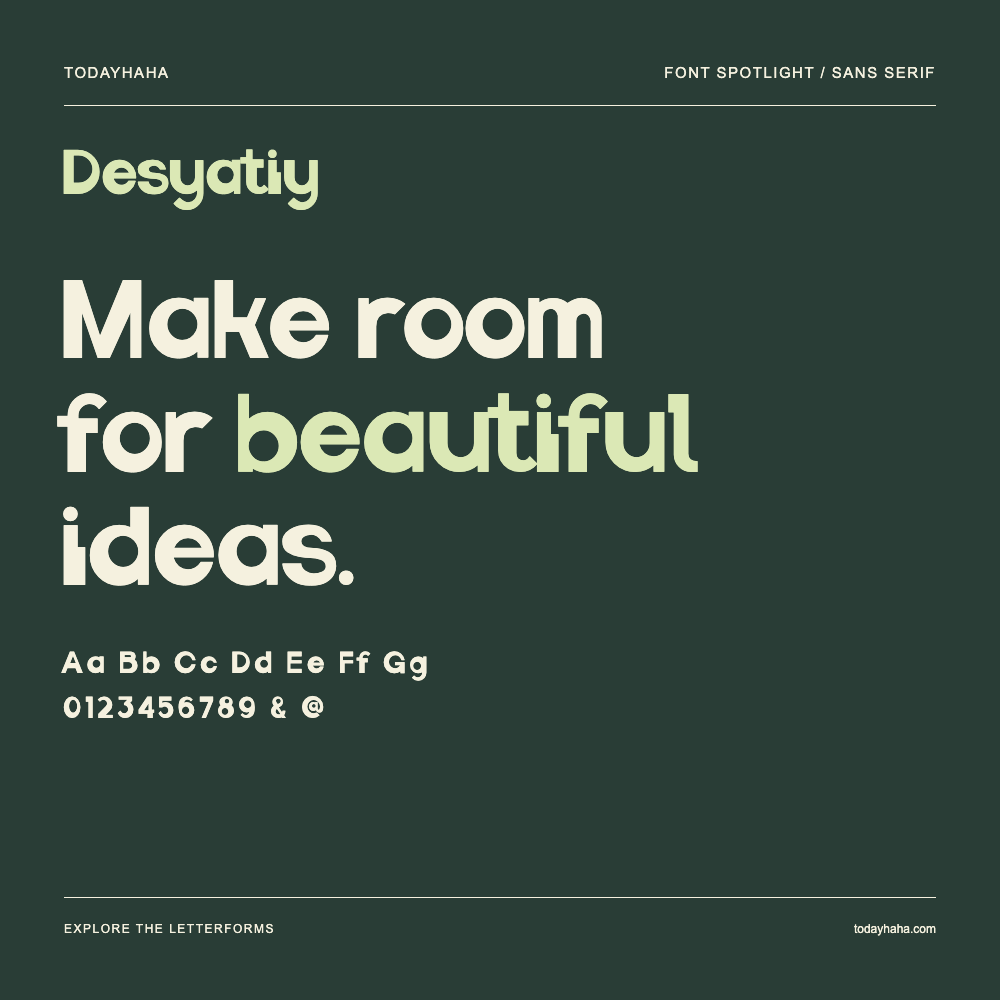 Desyatiy — Typografieposter mit Beispieltext