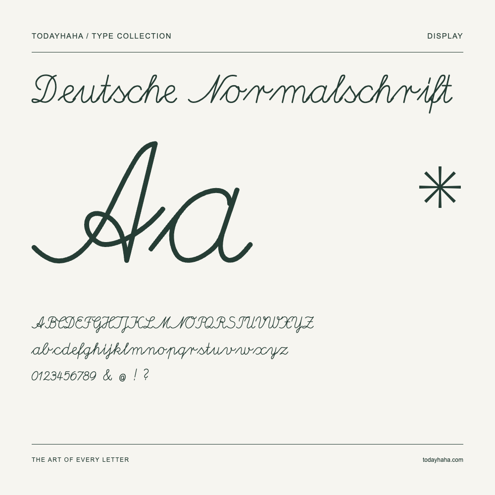 Deutsche Normalschrift — Font specimen with uppercase and lowercase letters and numbers