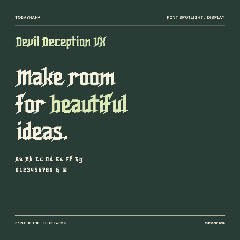 Devil Deception VX — Typography poster with sample text