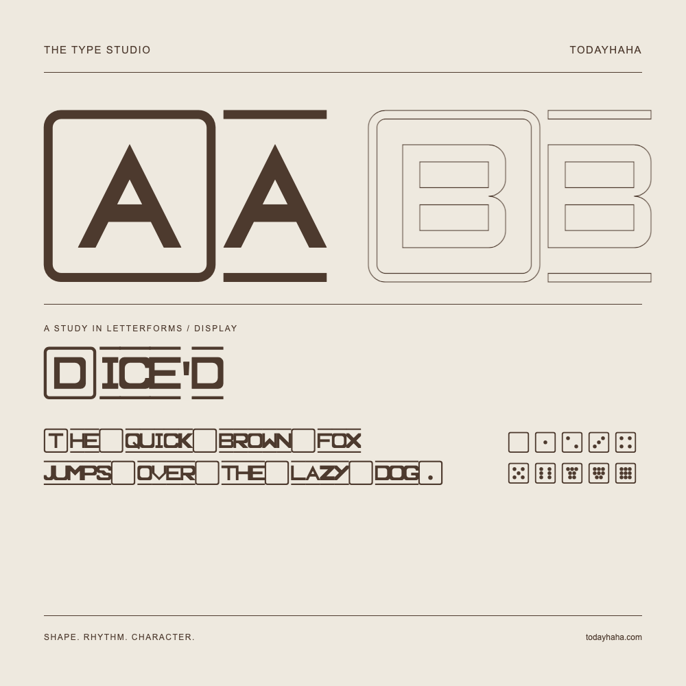 Dice'd — Studio delle lettere con frase e numeri