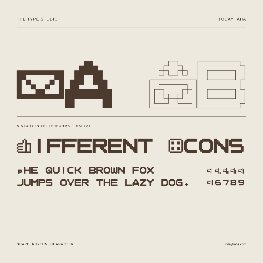 Different Icons — Estudio de letras con una frase y números