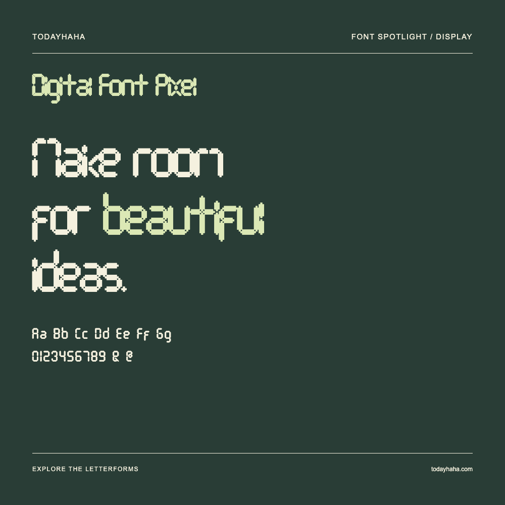 Digital Font Pixel — Poster tipografico con testo di esempio