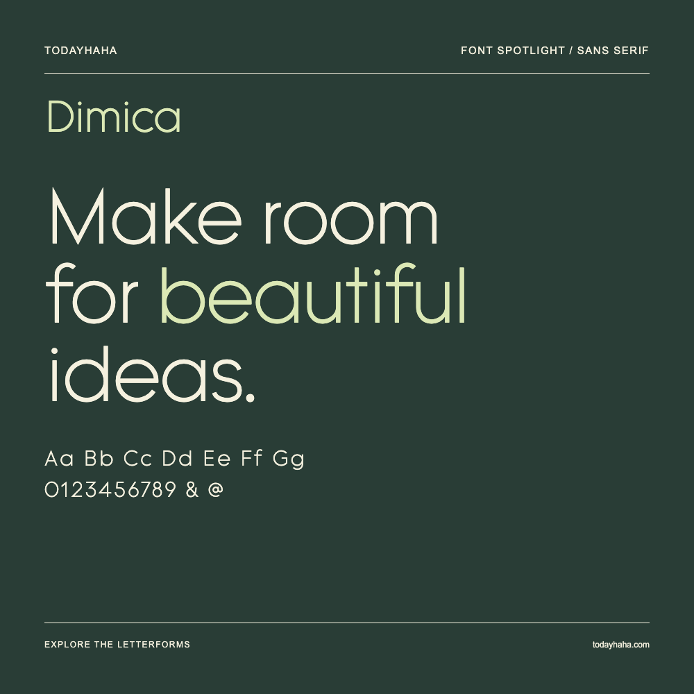 Dimica — Poster tipografico con testo di esempio