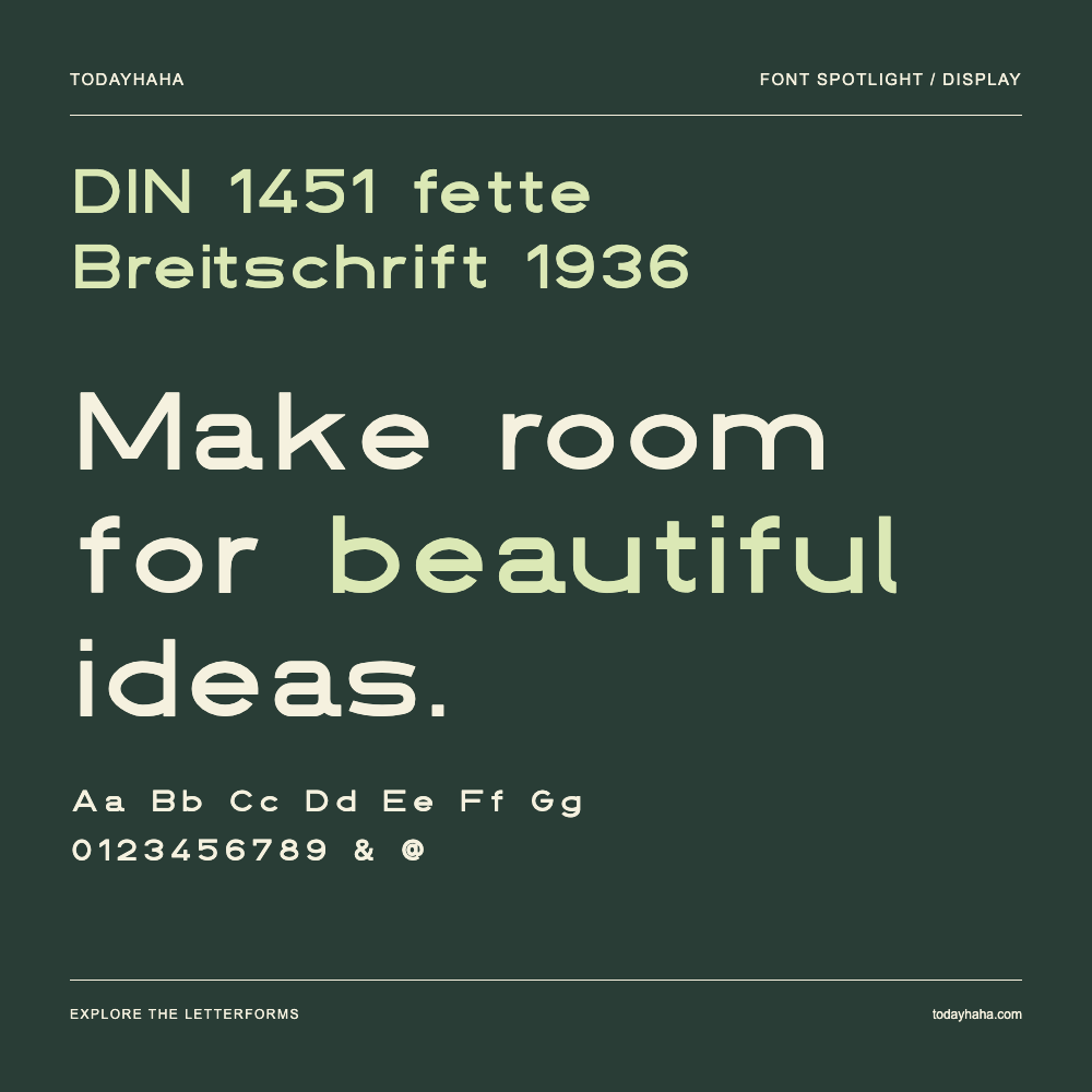 DIN 1451 fette Breitschrift 1936 — Typografieposter mit Beispieltext