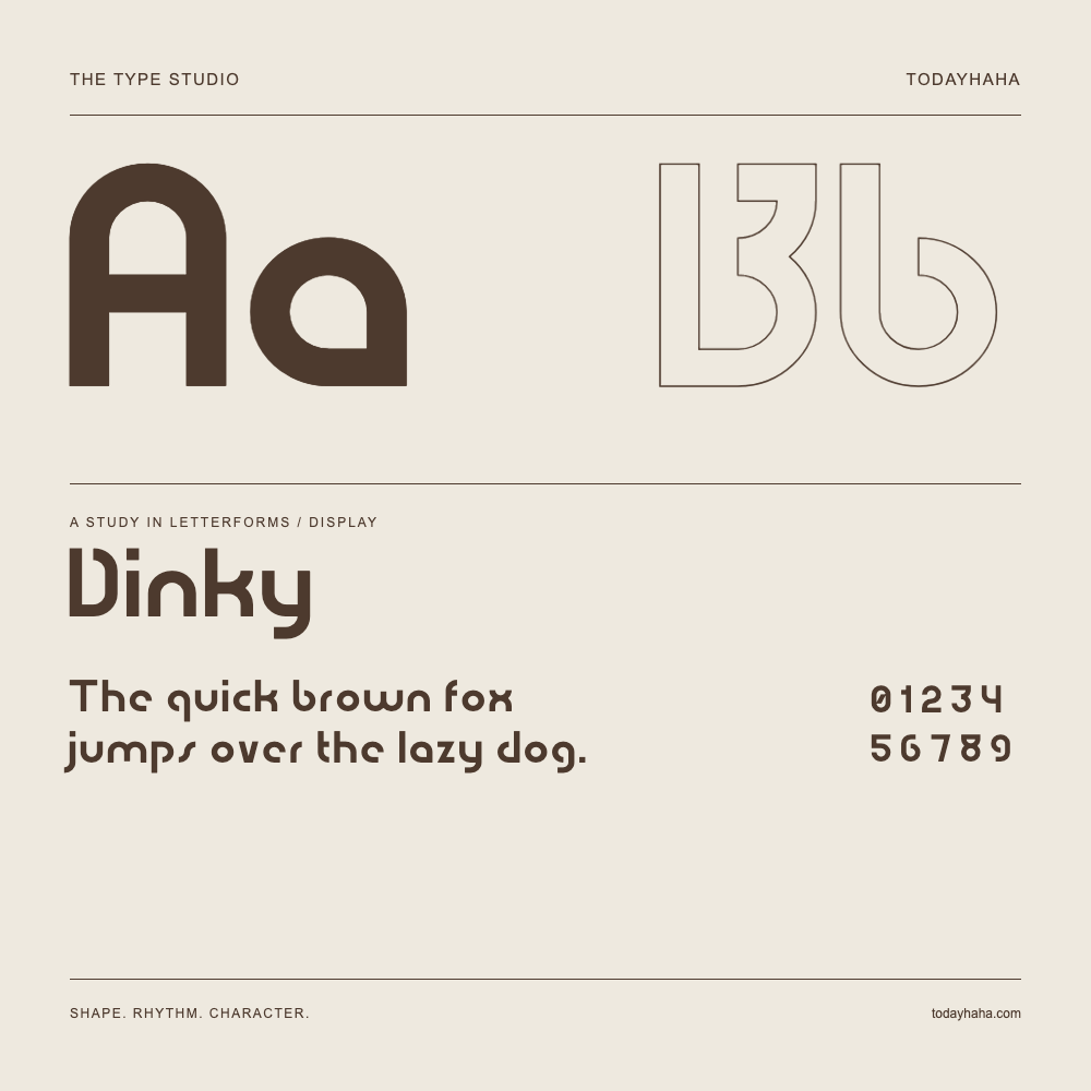 Dinky — Estudio de letras con una frase y números