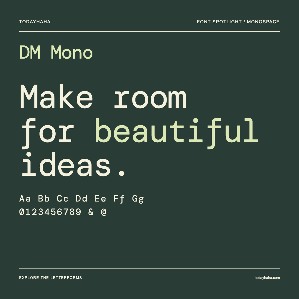 DM Mono — Typography poster with sample text