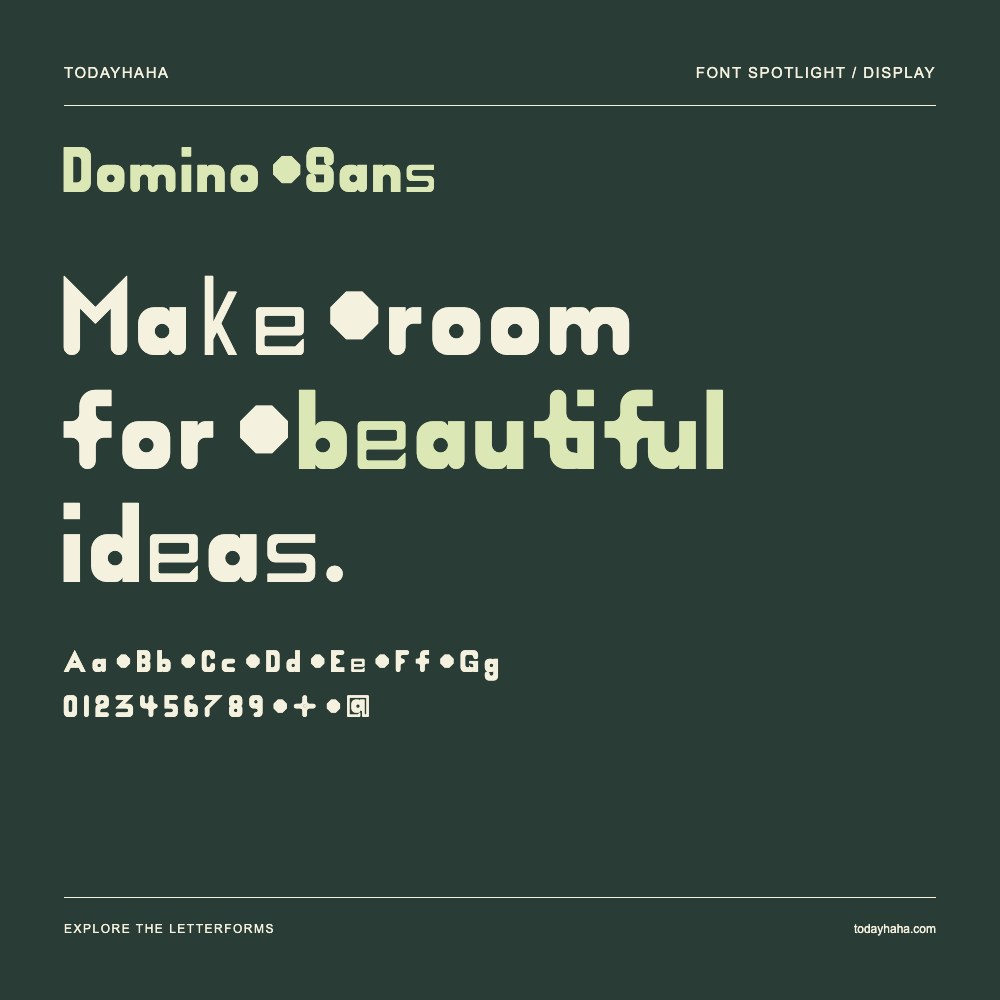 Domino Sans — Póster tipográfico con texto de muestra