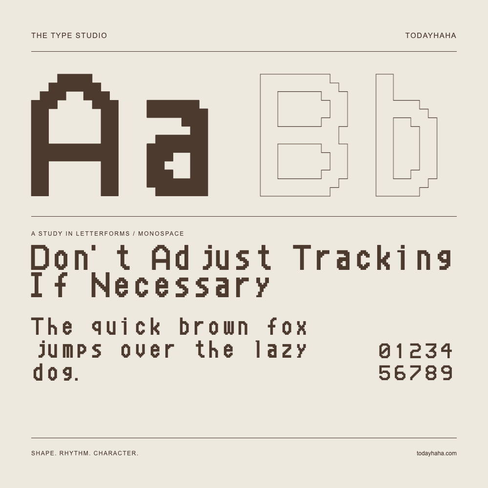 Don't Adjust Tracking If Necessary — Buchstabenstudie mit Beispielsatz und Ziffern