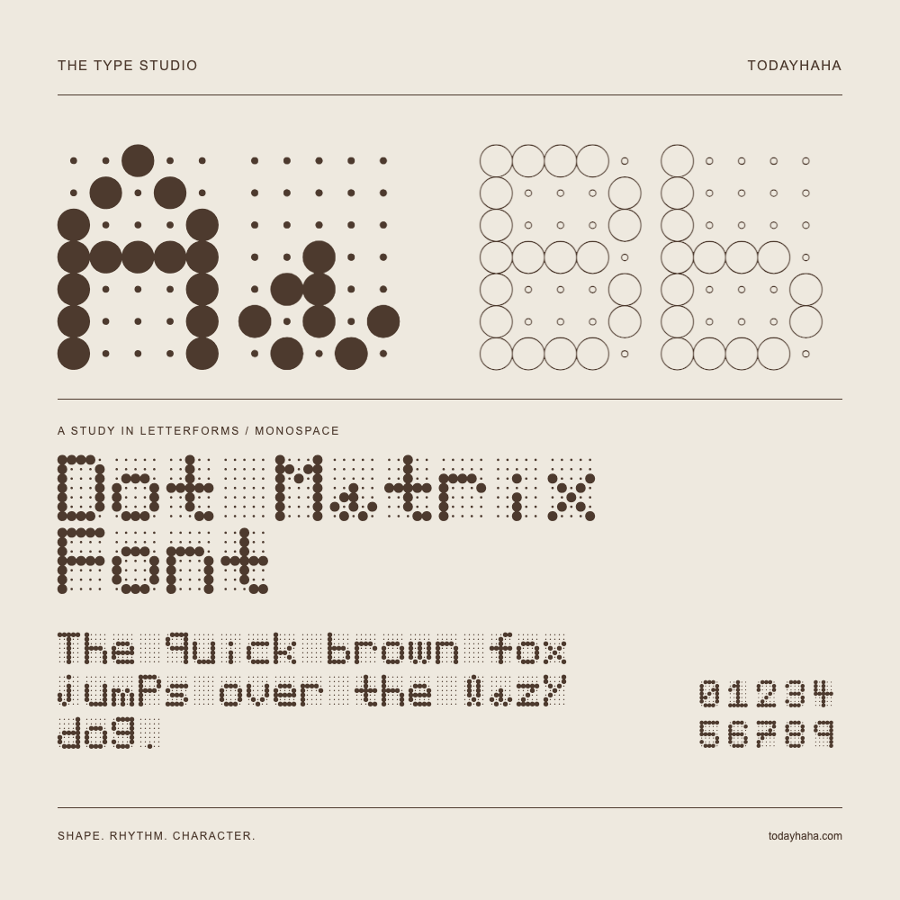 Dot Matrix Font — Estudio de letras con una frase y números