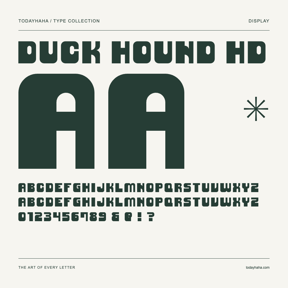 Duck Hound HD — Muestra de mayúsculas, minúsculas y números