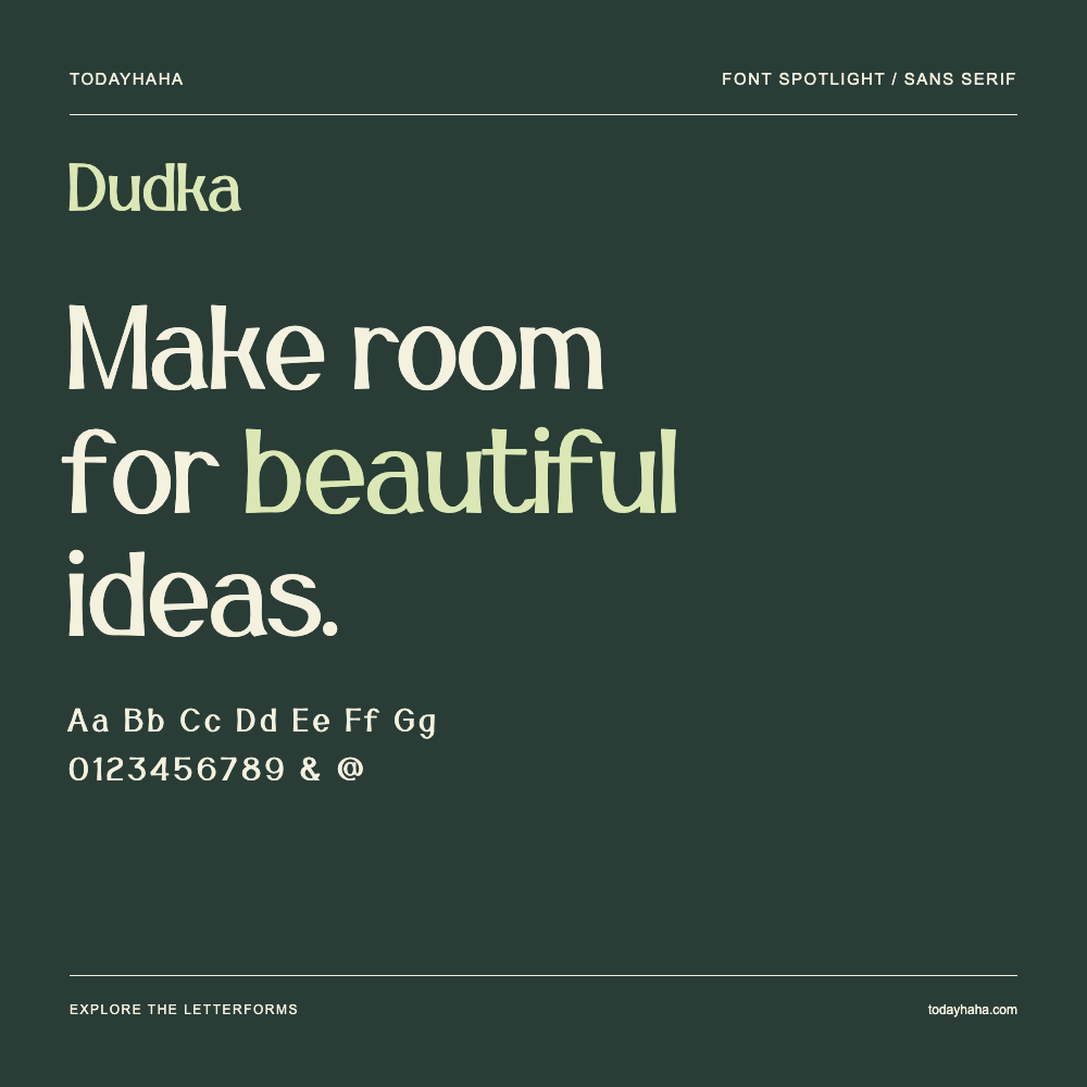 Dudka — Affiche typographique avec exemple de texte