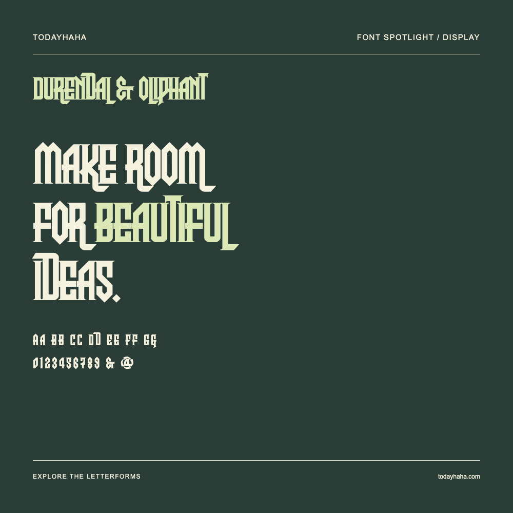 Durendal & Oliphant — Typografieposter mit Beispieltext