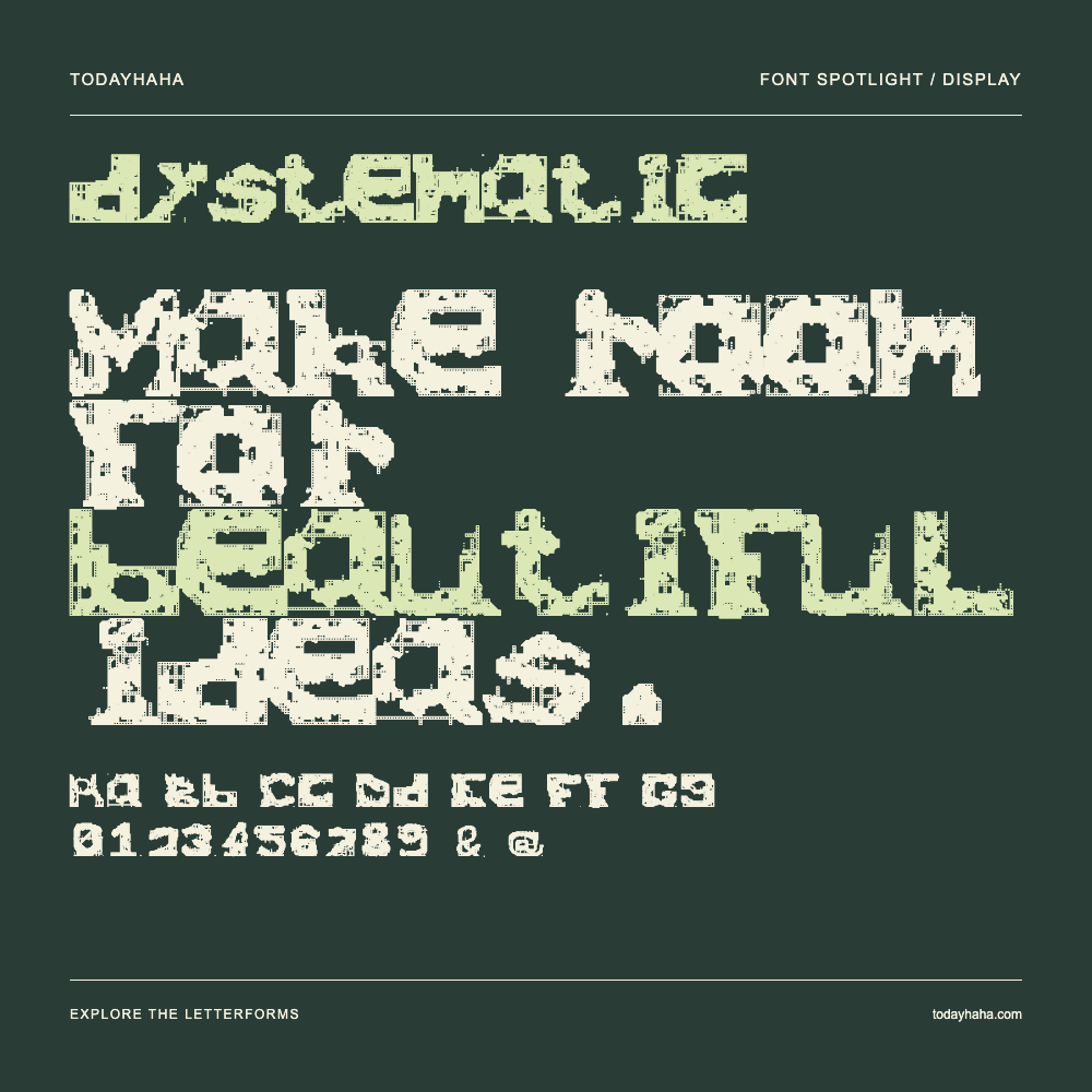 dystematic — Póster tipográfico con texto de muestra