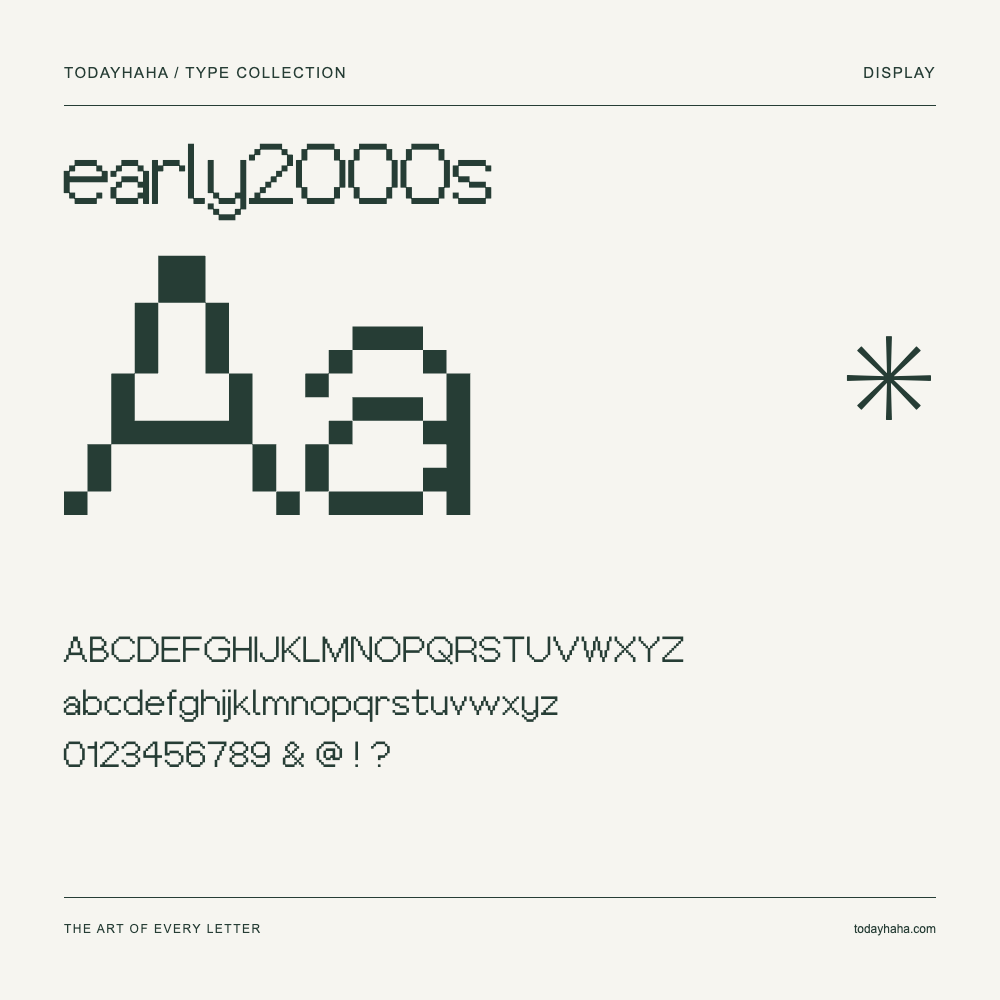 early2000s — Spécimen avec majuscules, minuscules et chiffres
