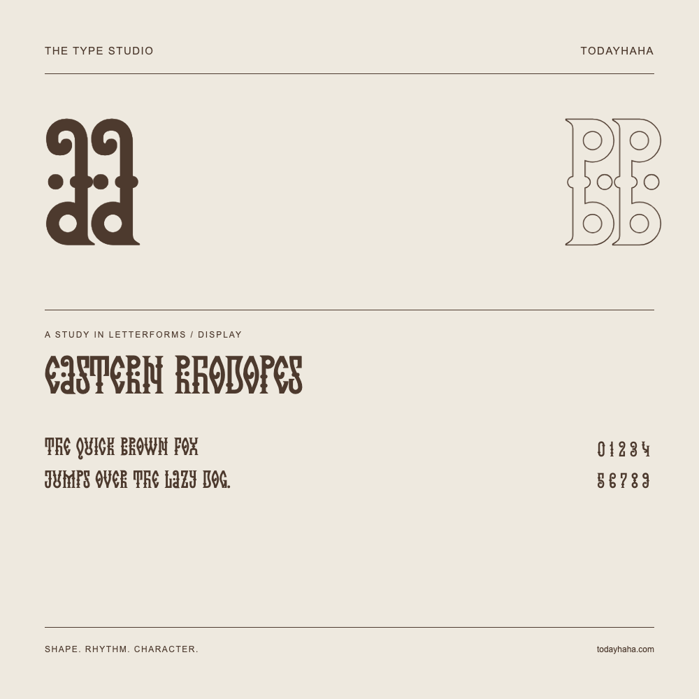 Eastern Rhodopes — Letterform study with sample sentence and numbers