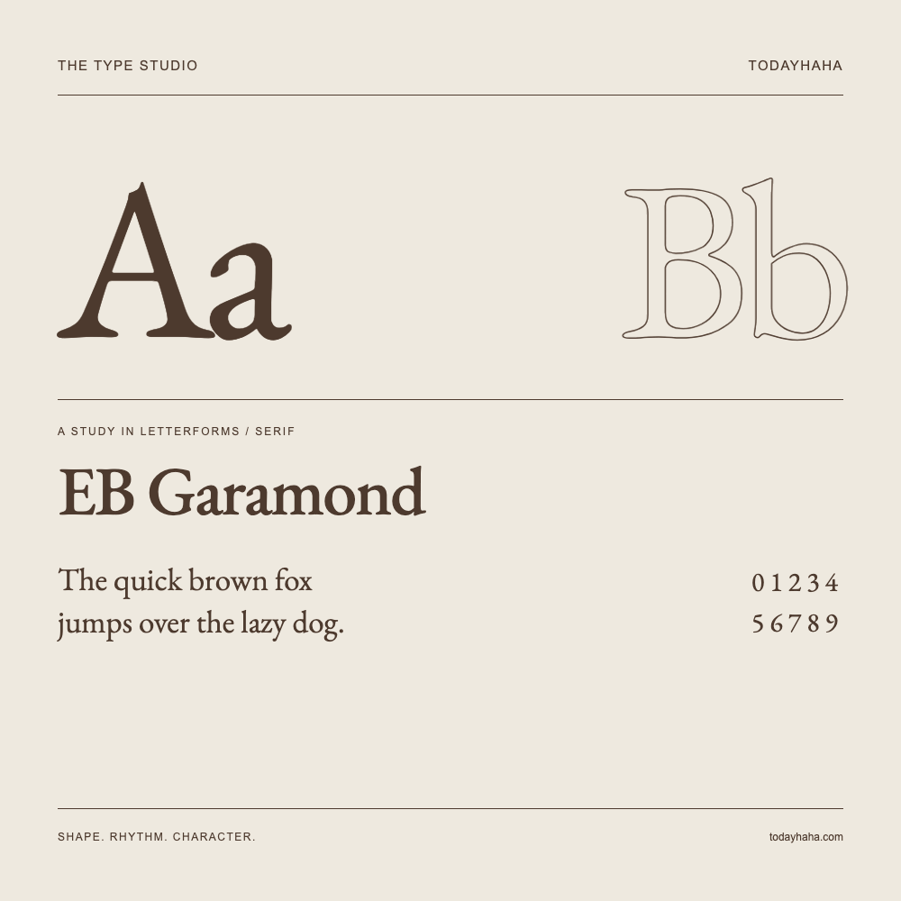EB Garamond — 字形展示:示例句子与数字