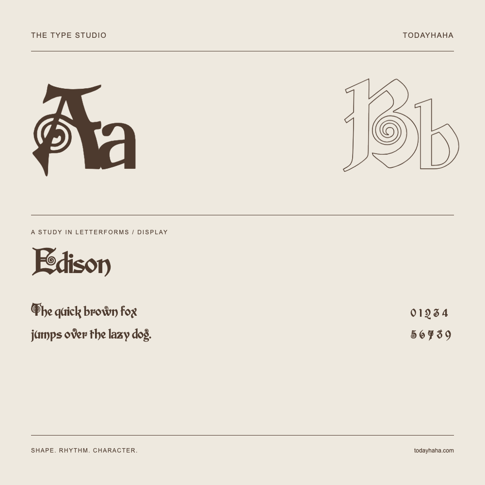 Edison — Buchstabenstudie mit Beispielsatz und Ziffern