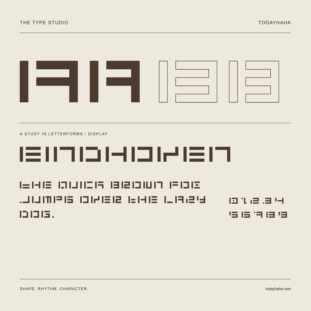 EINDHOVEN — Buchstabenstudie mit Beispielsatz und Ziffern