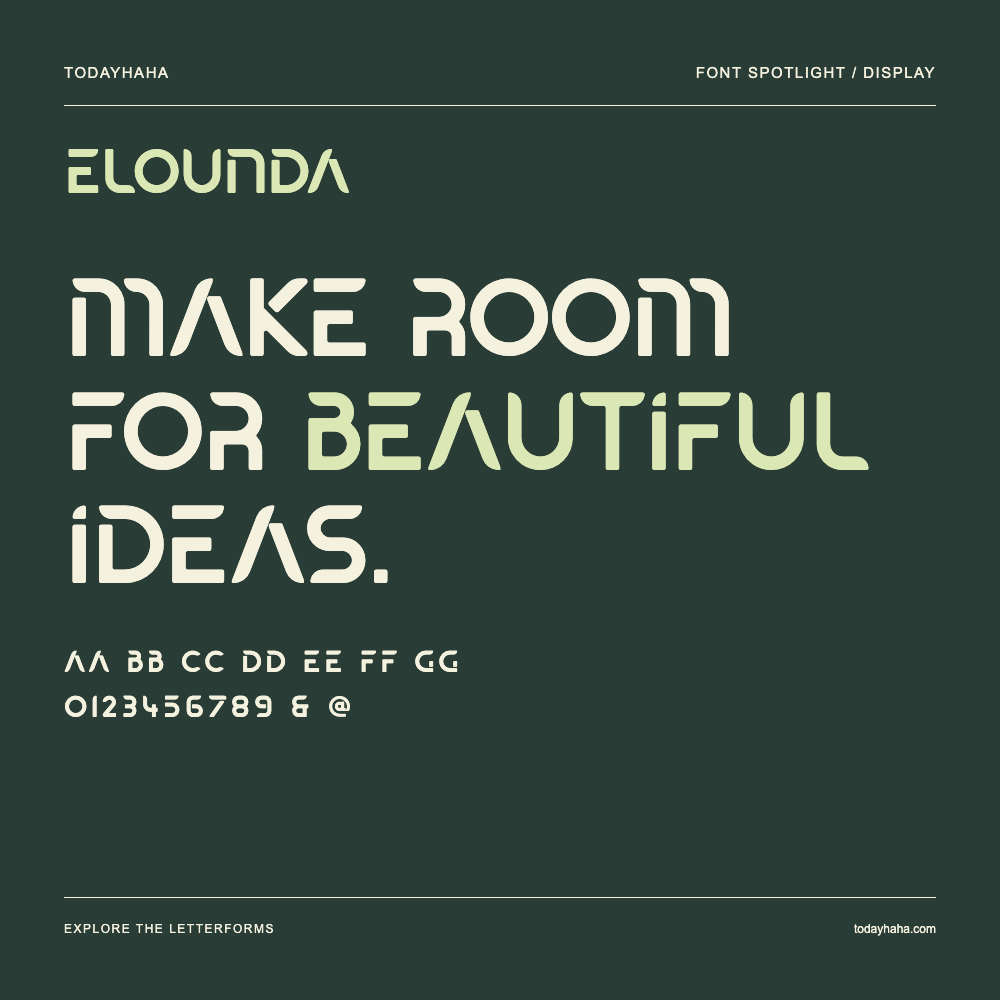 Elounda — Pôster tipográfico com texto de exemplo