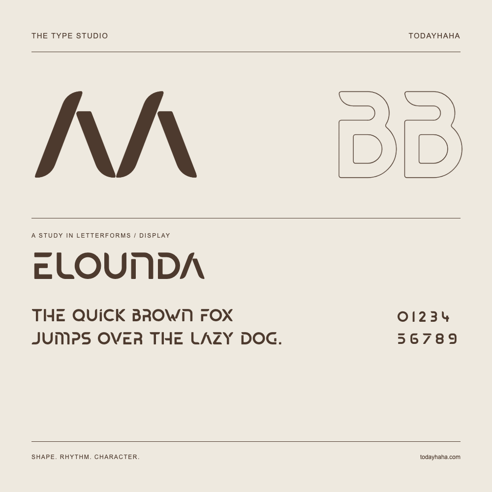 Elounda — Estudo de letras com frase e números