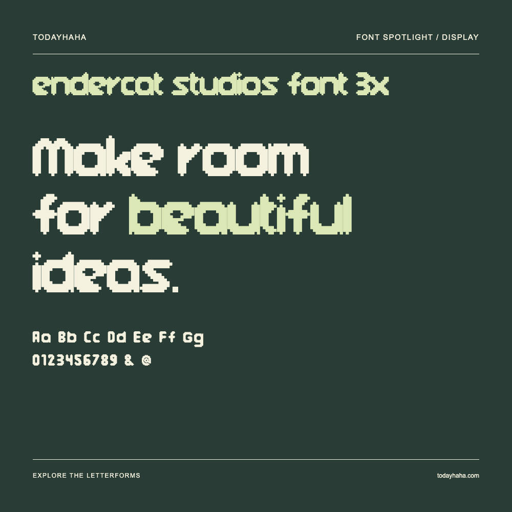 endercat studios font 3x — Typography poster with sample text