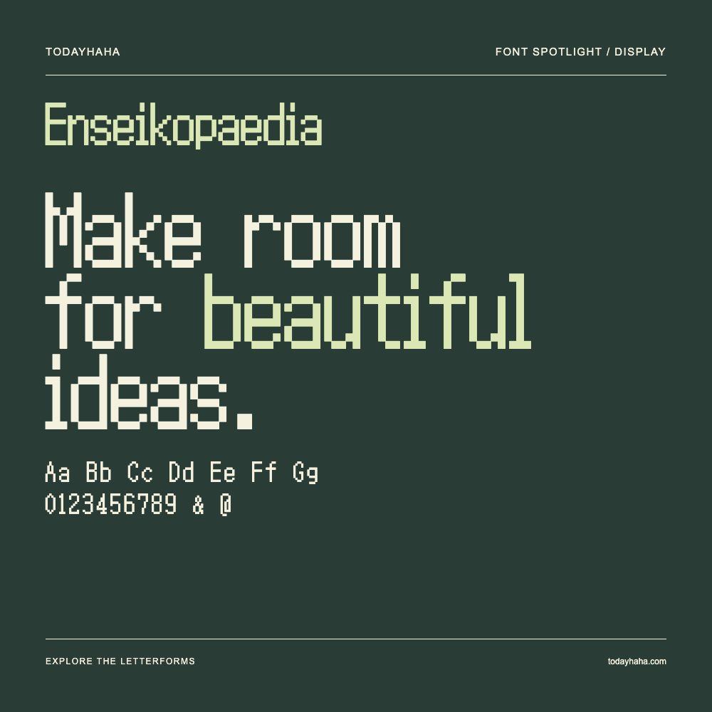 Enseikopaedia — Affiche typographique avec exemple de texte