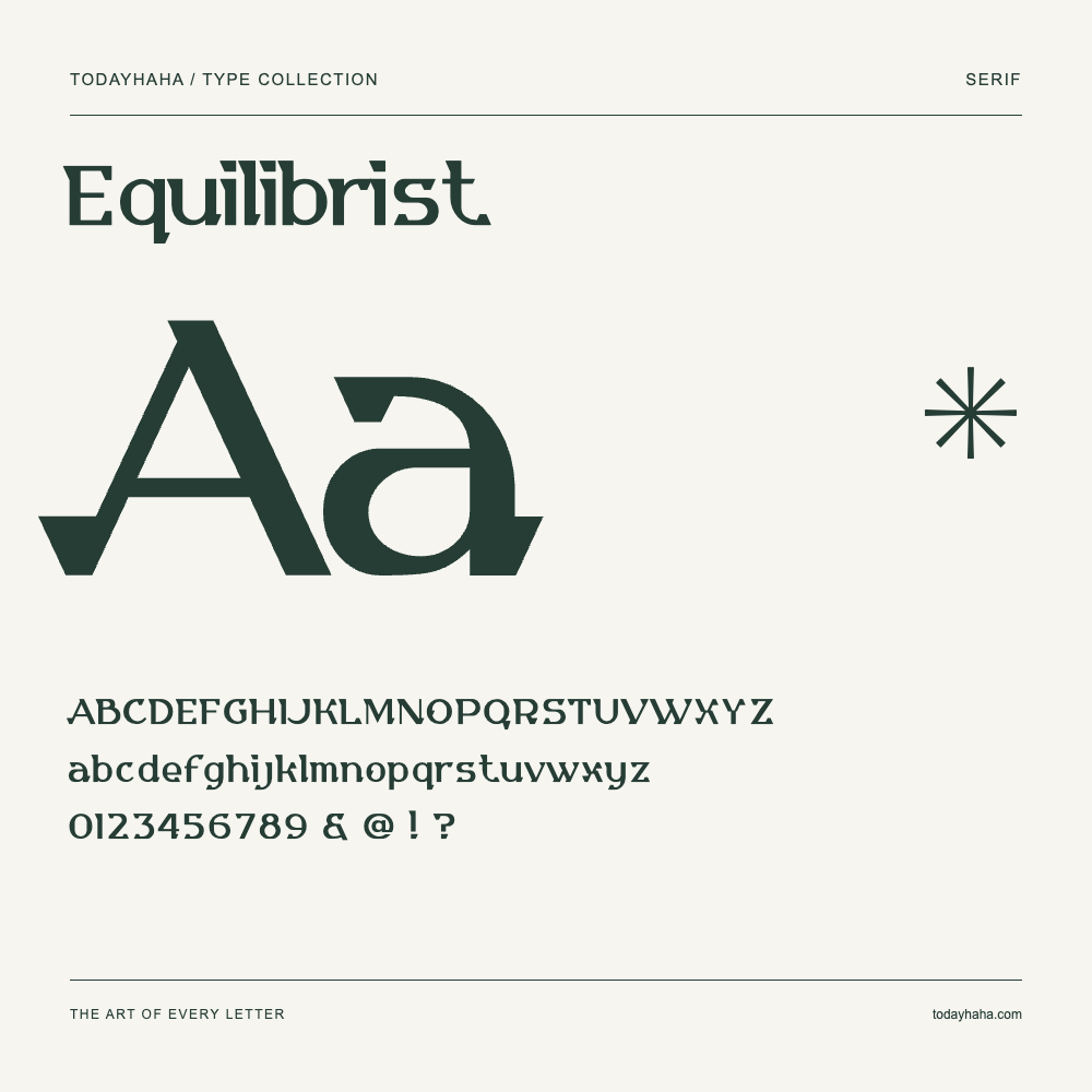 Equilibrist — Muestra de mayúsculas, minúsculas y números